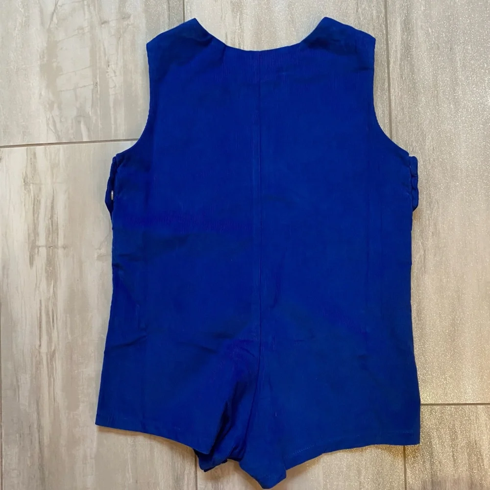 NWT Betti Terrell Vibrant Blue Corduroy Boys Christmas Tree Shortall Romper, 3